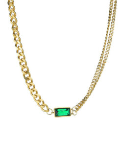 Gold necklace with green stone